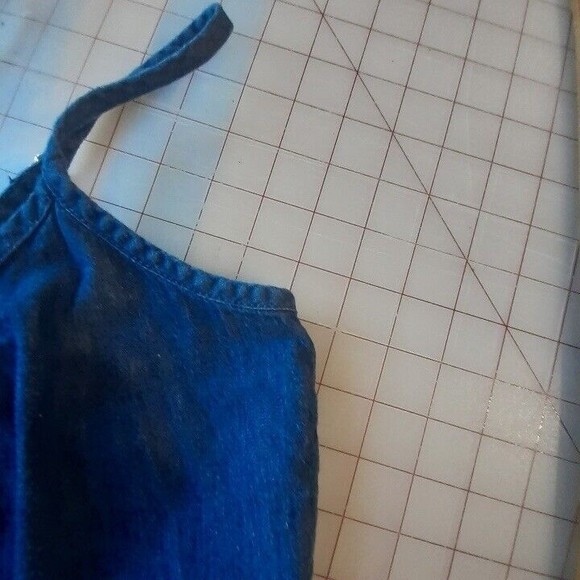 Derek Heart Womens Small Blue Chambray Spaghetti Strap Top Ruffle Peplum - Picture 5 of 12